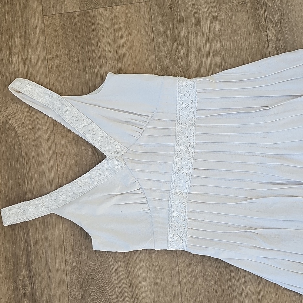 Taylor Linen Blend Midi Elegant White Sleeveless Dress Size 8 - Picture 2 of 9